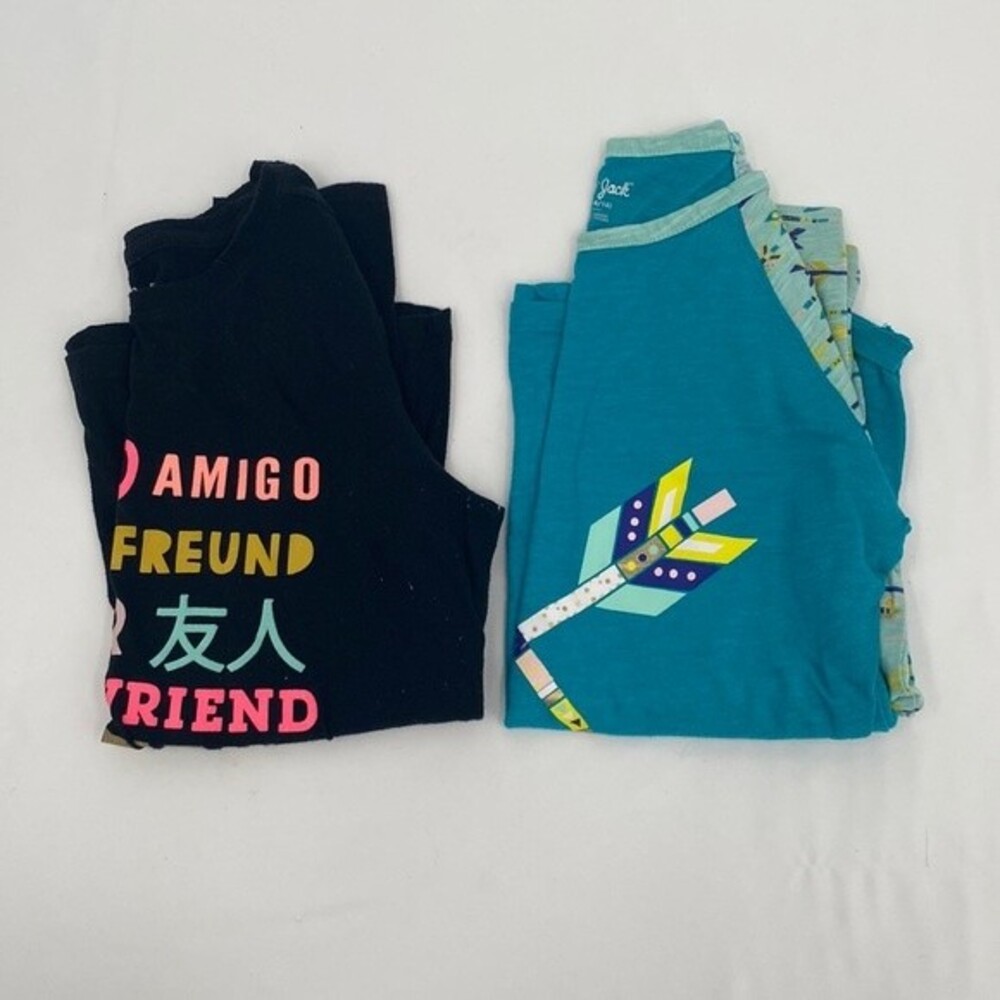lot of 2 Cat & Jack Long Sleeve Shirts Friend Amigo Black Teal Arrow Print XL 14